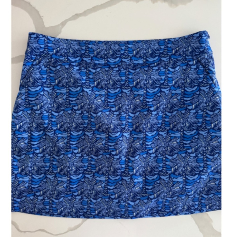 Vineyard Vines Womens Blue Palm Tree Print Performance Golf Tennis Skort Size 10